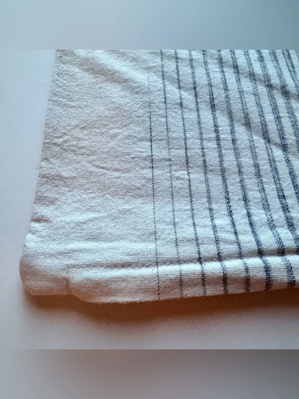 (Set/2) IKEA Cotton ISPIGG Yarn-Dyed 20x20 Pillow Covers Natural w/Blue Stripe